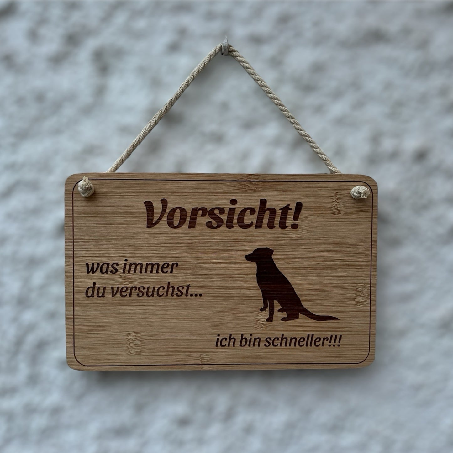 Hundeschild, Dekoschild Bambus
