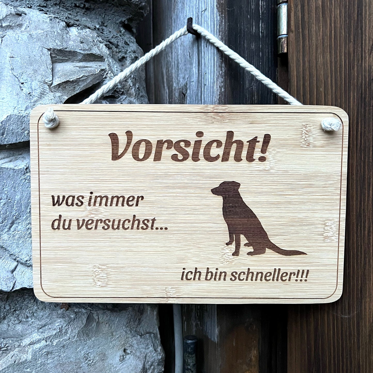 Hundeschild, Dekoschild Bambus
