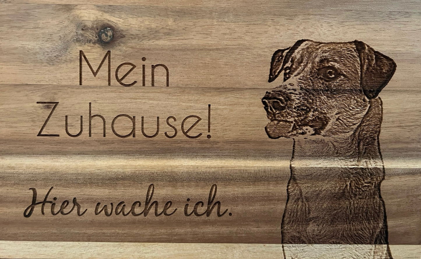 Hundeschild, Dekoschild Akazienholz