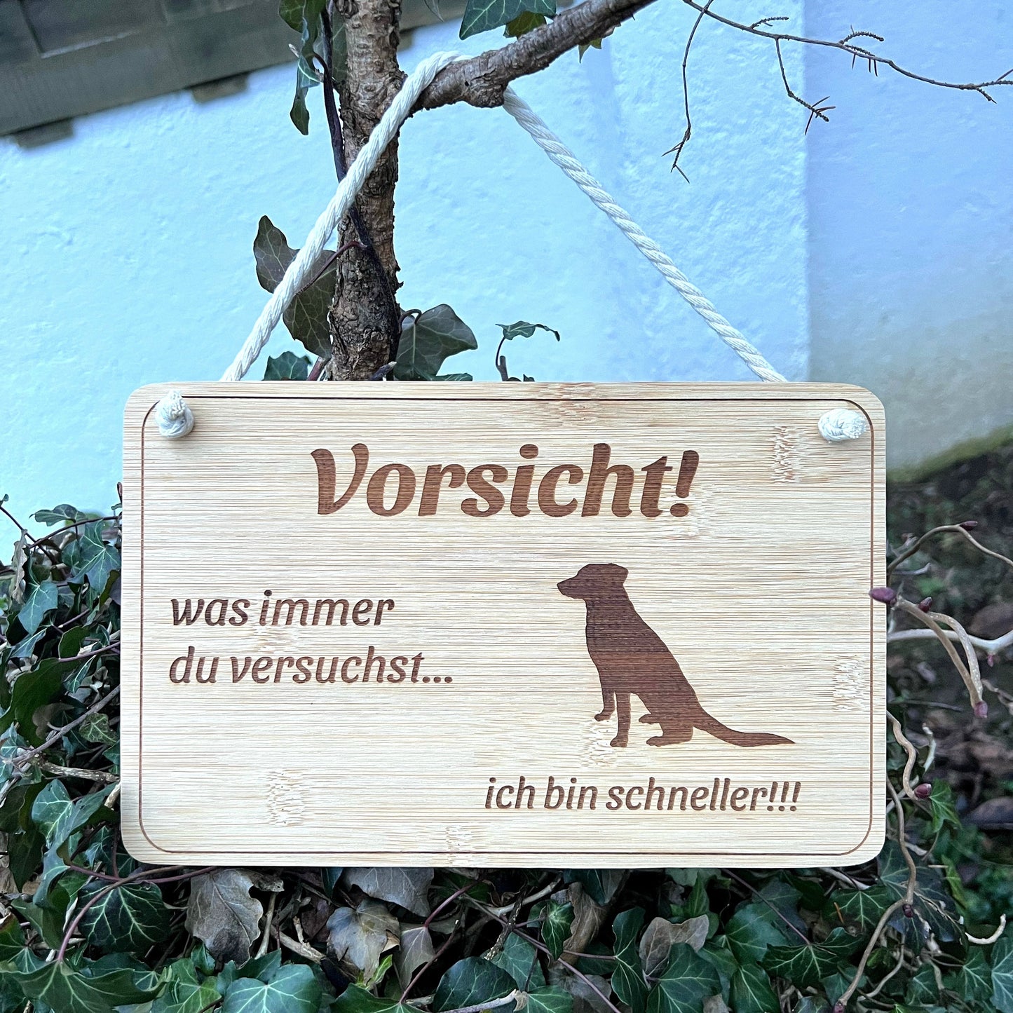 Hundeschild, Dekoschild Bambus