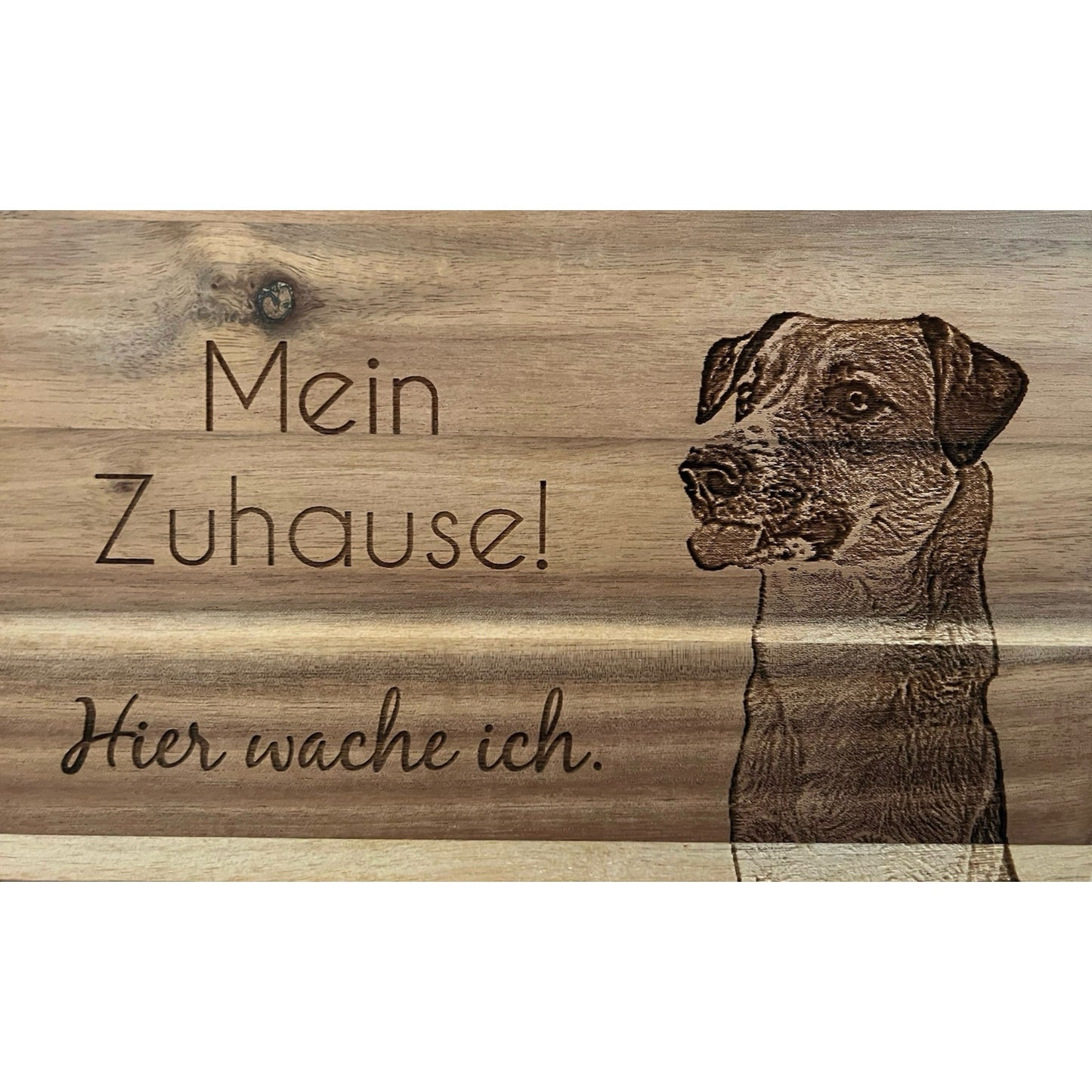 Hundeschild, Dekoschild Akazienholz